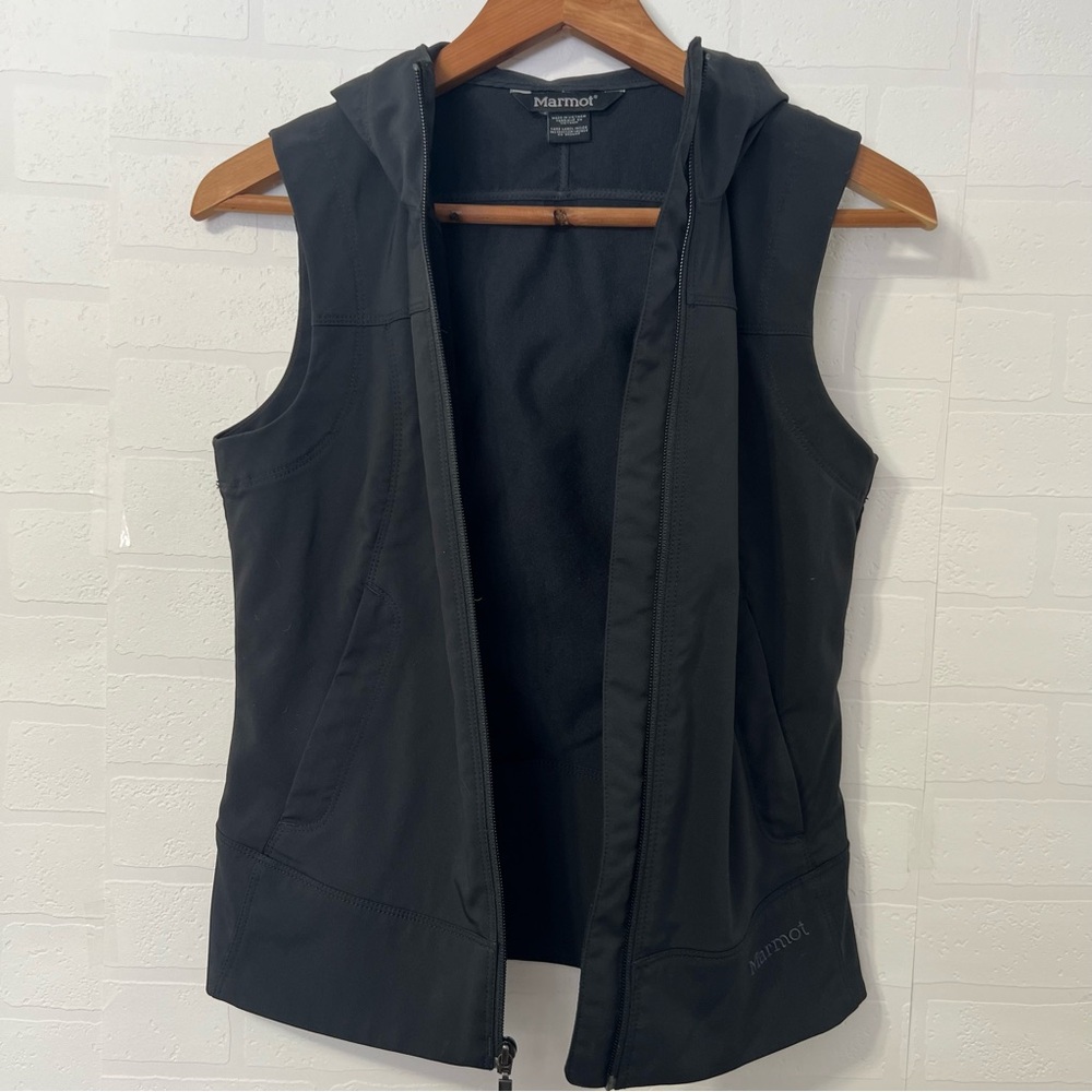Marmot Black Zip Up Hooded Hiking Outerwear Gorpcore Granola Girl Vest Size XS - Picture 12 of 15
